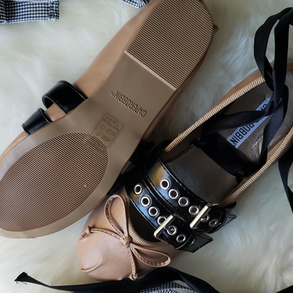 Ballet Flats with Buckles + Ribbon Ankle Wrap - Picture 7 of 7